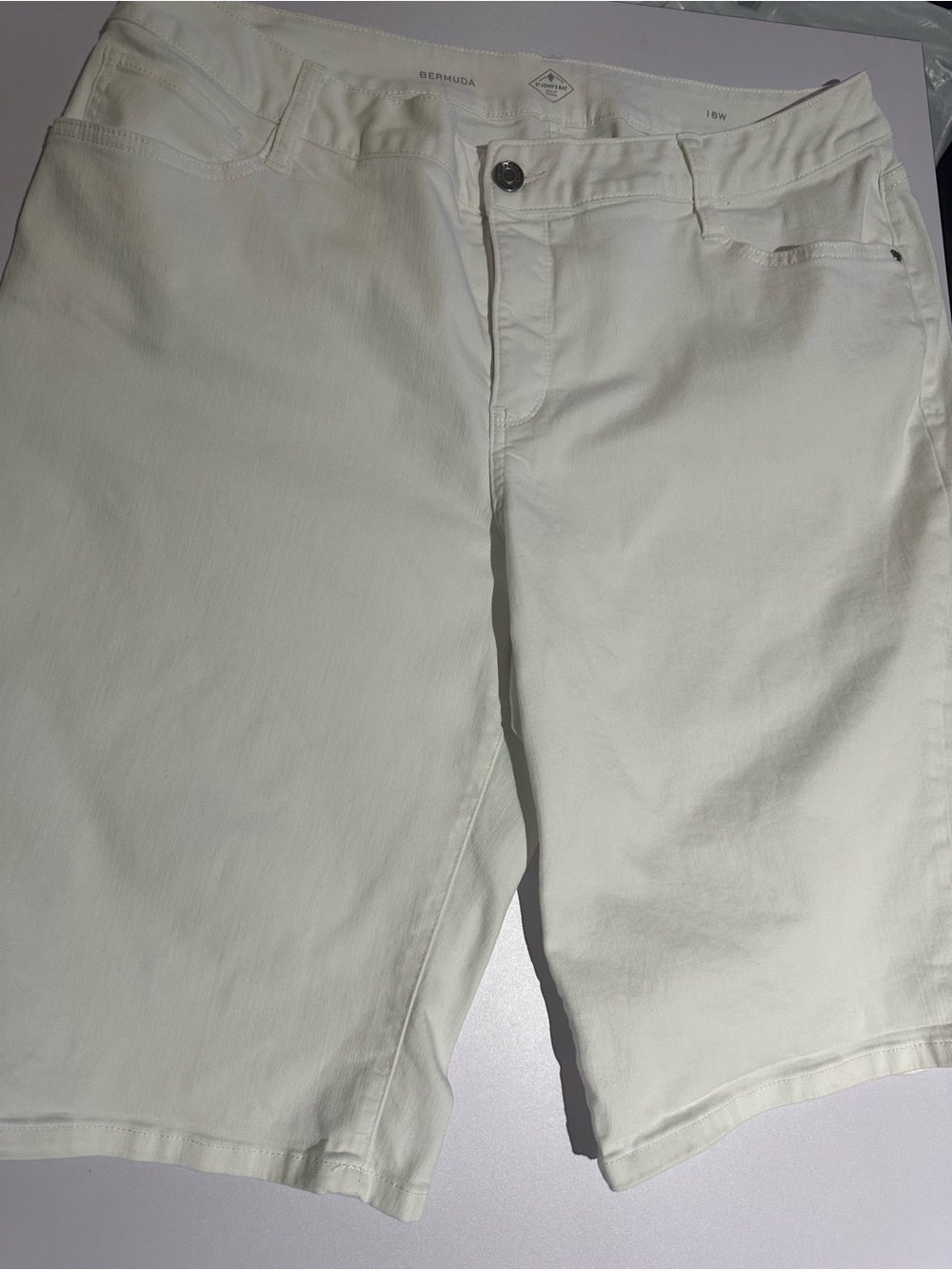 St. John's Bay Cream Off-White Flat Front Bermuda Shorts